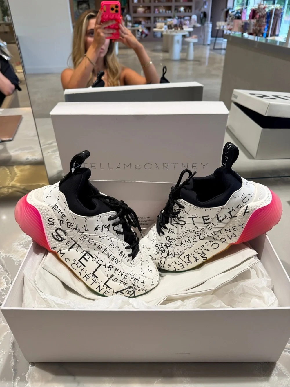 Stella McCartney White Sneakers with Pink Gradient Heel